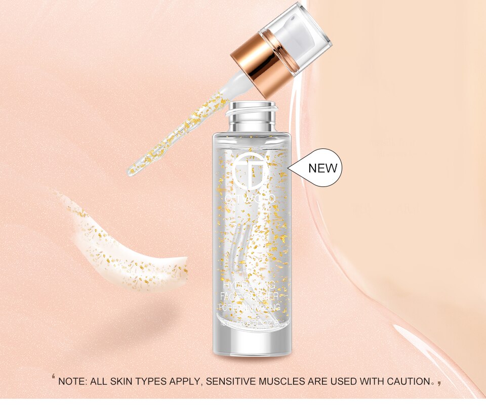 O.TWO.O Gold Foil Pre-Makeup Primer Anti-Aging Moisturizer Face Care Essential Oil maquillaje Base Liquid 18ml Makeup Skin Care