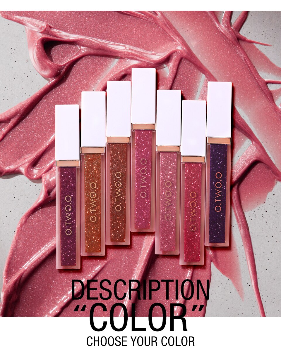 O.TWO.Fashion Sexy 7 Colors Moist Shining Lip Gloss non-stick cup Lipstick Sky Mirror Water Light Lip Glaze Lasting Makeup TSLM2