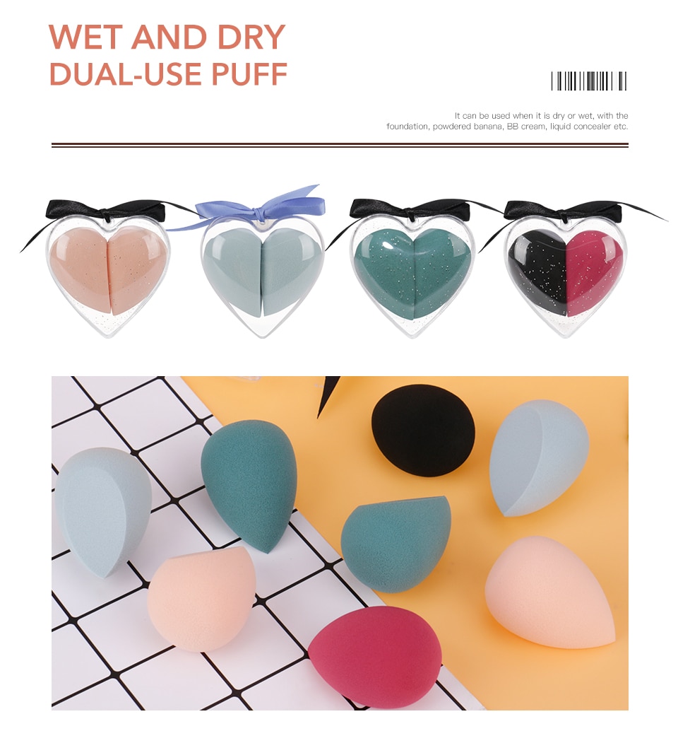 O.TWO.O Heart-Shape Box Makeup Sponge Soft Smooth Blending Face Liquid Foundation Concealer Cream Cosmetic Puff Make up Tools