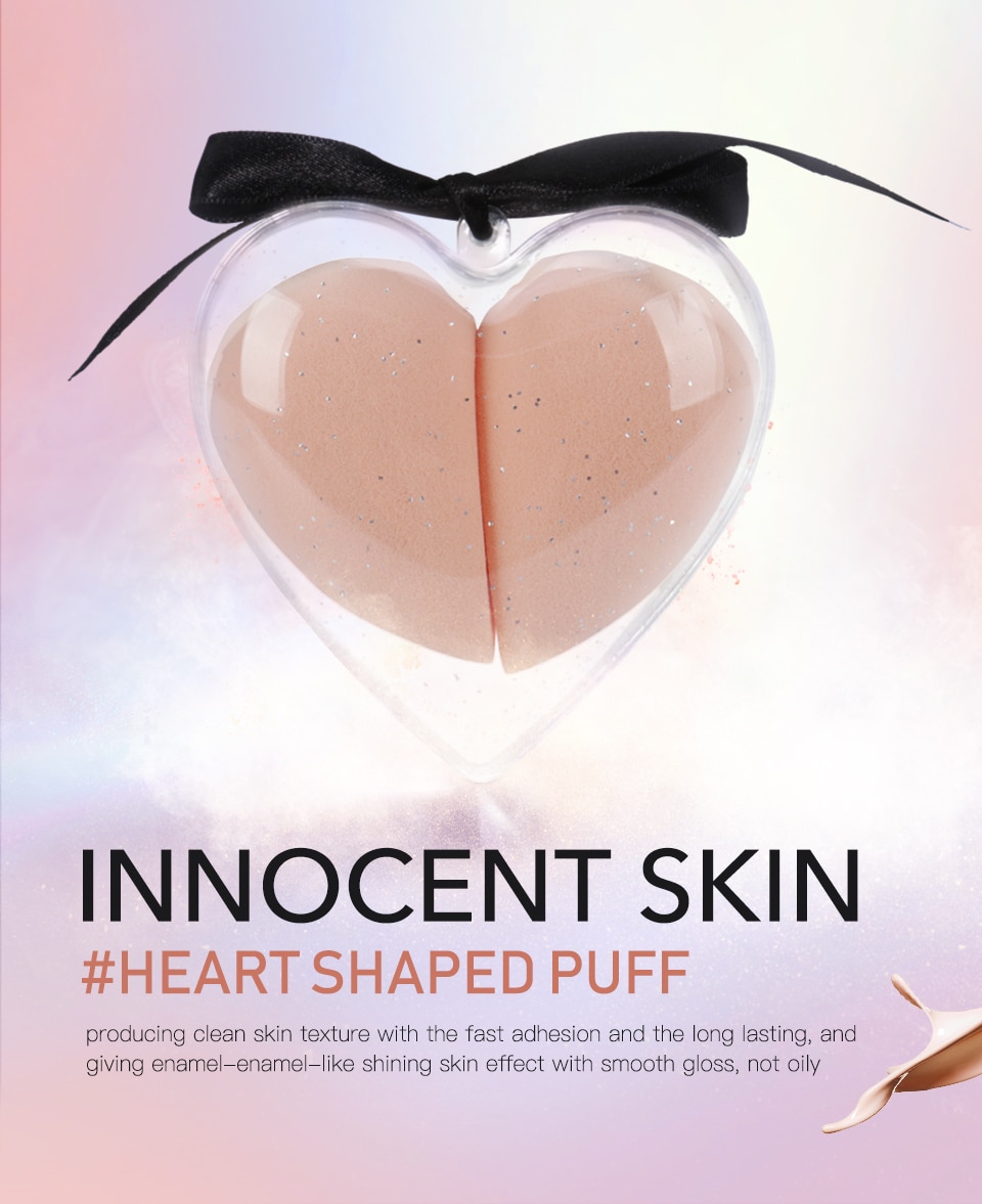 O.TWO.O Heart-Shape Box Makeup Sponge Soft Smooth Blending Face Liquid Foundation Concealer Cream Cosmetic Puff Make up Tools