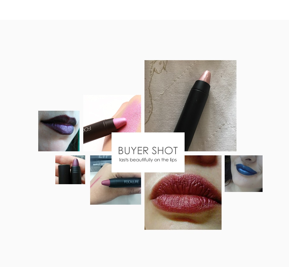 Focallure Matte Metallic Lipstick Full Coverage Makeup Glitter Lipsticks Waterproof Lip Sticks Silky Sexy Lips Cosmetics