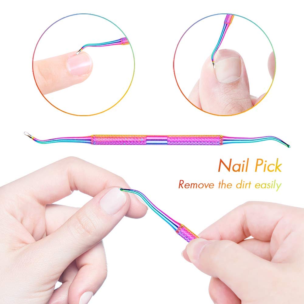 Cuticle Nipper and Pusher Set Nail Nippers Stainless Steel Cuticle Trimmer Cutter Dead Skin Remover Toenails Fingernails Care
