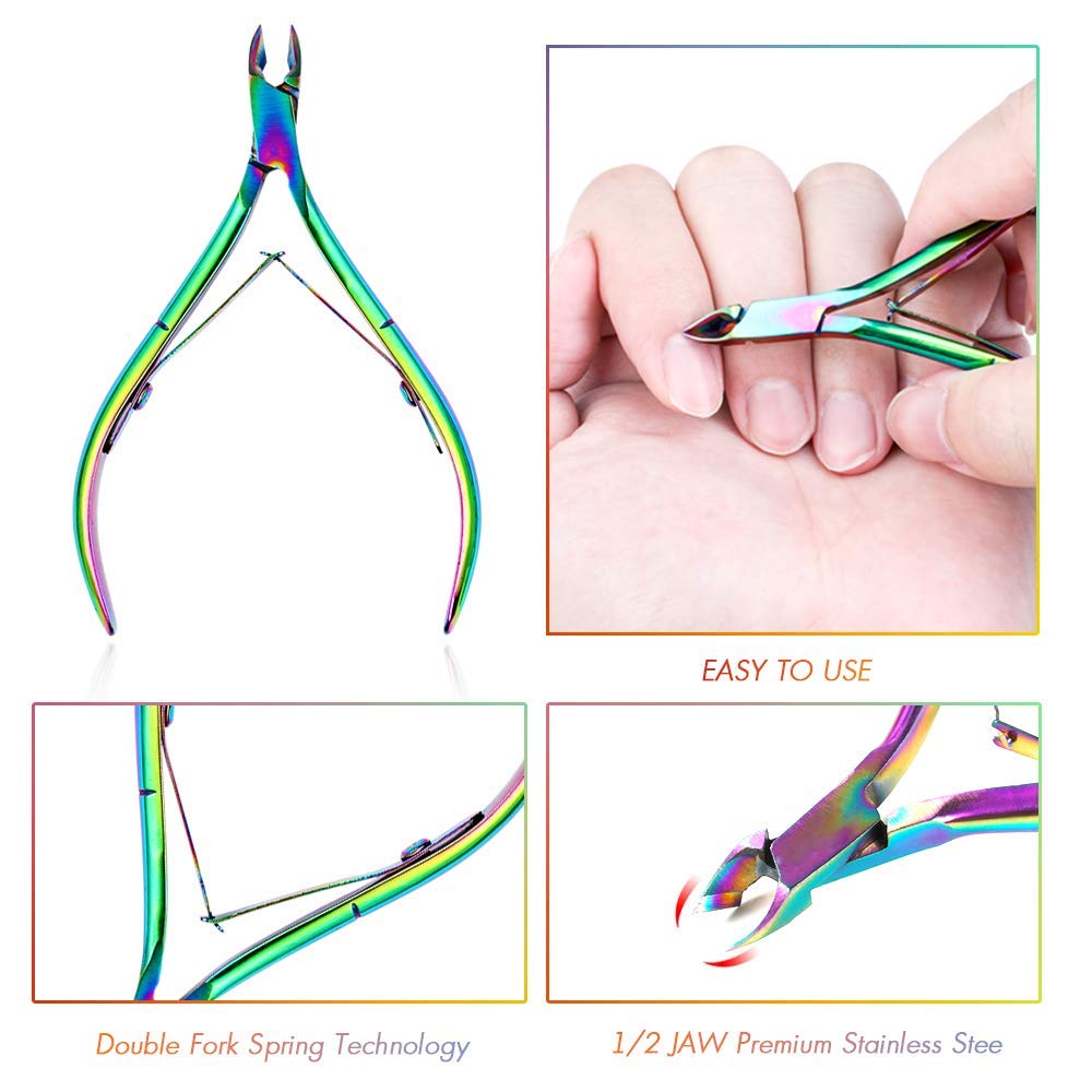 Cuticle Nipper and Pusher Set Nail Nippers Stainless Steel Cuticle Trimmer Cutter Dead Skin Remover Toenails Fingernails Care