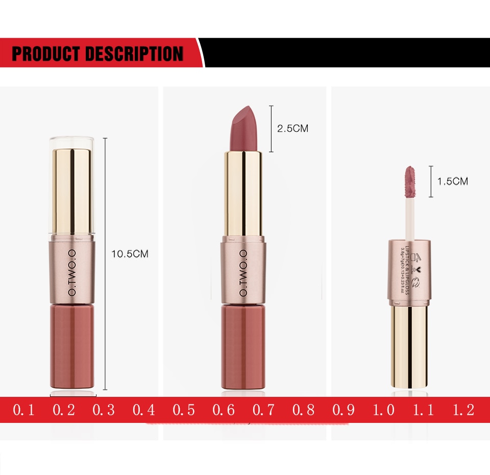 O.TWO.O 12 Colors Lips Makeup Lipstick Lip Gloss Long Lasting Moisture Cosmetic Lipstick Red Lip Matte Lipstick Waterproof