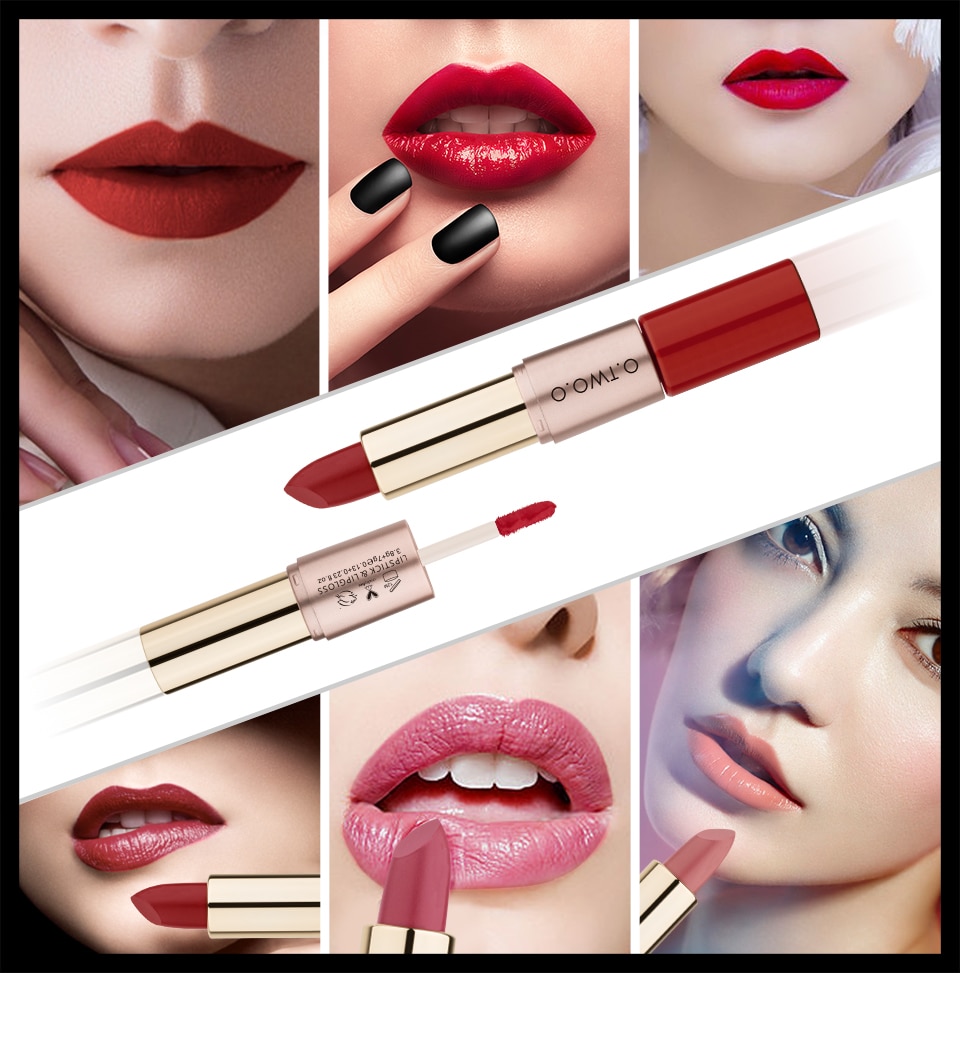 O.TWO.O 12 Colors Lips Makeup Lipstick Lip Gloss Long Lasting Moisture Cosmetic Lipstick Red Lip Matte Lipstick Waterproof