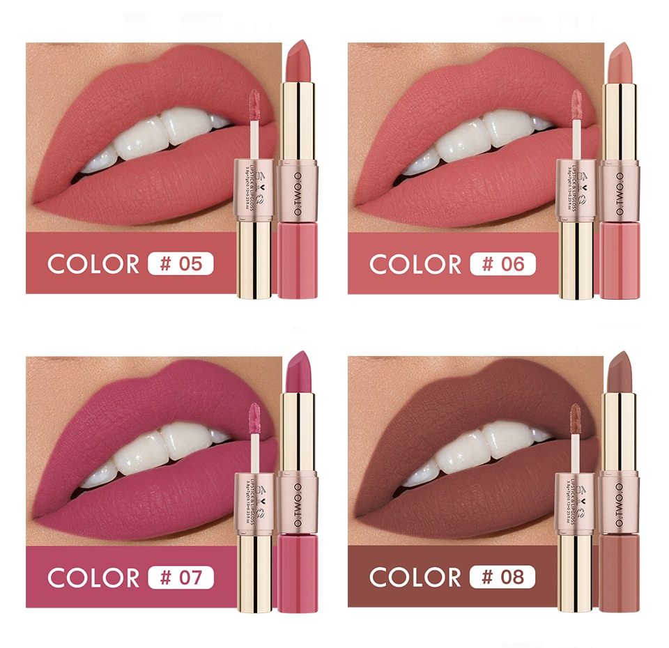 O.TWO.O 12 Colors Lips Makeup Lipstick Lip Gloss Long Lasting Moisture Cosmetic Lipstick Red Lip Matte Lipstick Waterproof