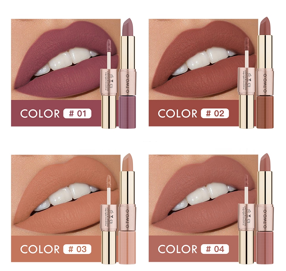 O.TWO.O 12 Colors Lips Makeup Lipstick Lip Gloss Long Lasting Moisture Cosmetic Lipstick Red Lip Matte Lipstick Waterproof