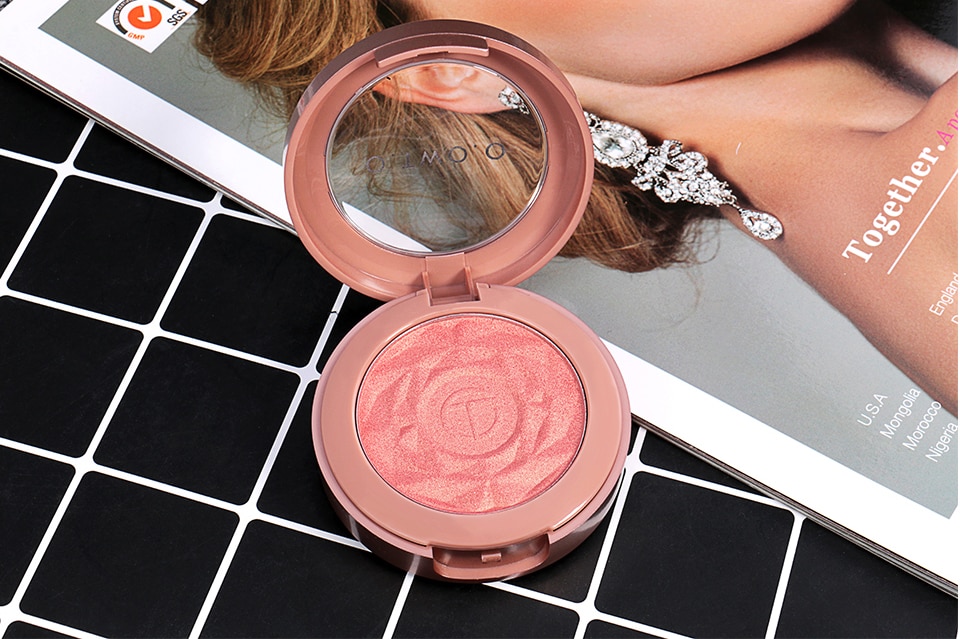 O.TWO.O Face Blusher Powder Palette Makeup Cheek Blusher Powder Minerals Palettes Blusher Brush Palette Cream Natural Blush