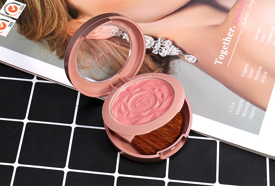 O.TWO.O Face Blusher Powder Palette Makeup Cheek Blusher Powder Minerals Palettes Blusher Brush Palette Cream Natural Blush