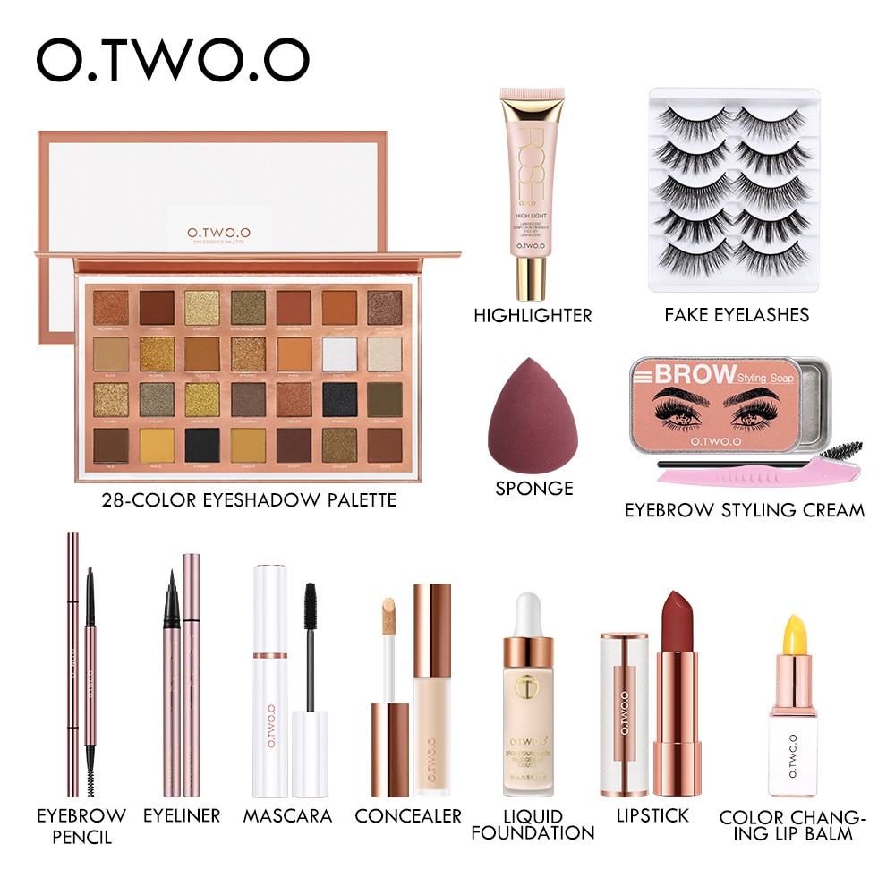 O.TWO.O Makeup Kit 12 pcs Makeup For Woman Foundation Eyeshadow Eyebrow Pencil False Eyelashes Cosmetic Makeup Kit Woman Gift