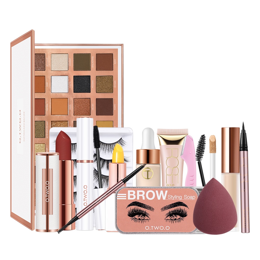 O.TWO.O Makeup Kit 12 pcs Makeup For Woman Foundation Eyeshadow Eyebrow Pencil False Eyelashes Cosmetic Makeup Kit Woman Gift