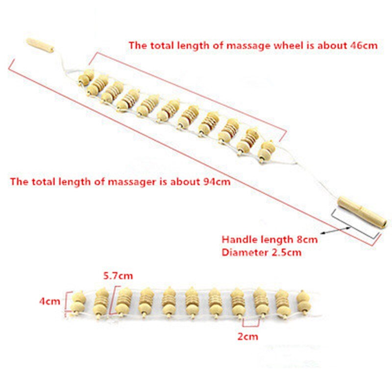 Body Back Massage Rollor Dorsum Wheel Wooden Massager Wooden Pulling Relax Muscle Stimulator Massage Health Care Tools