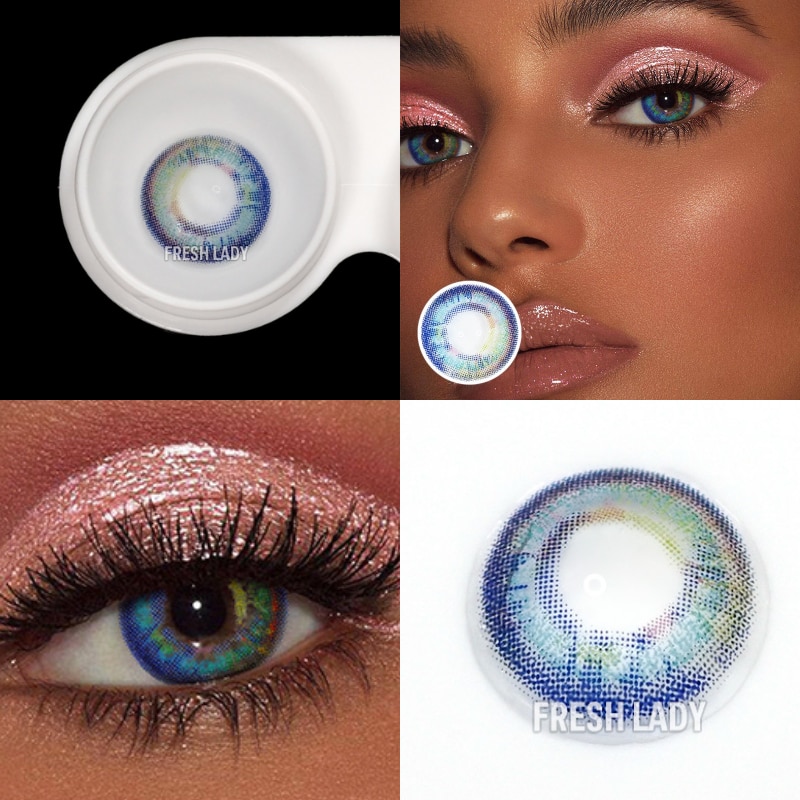FRESHLADY Official Blue Luna Prism Series Colored Contact Lenses 1Pair Wholesale Natural Color Lens With Container Soft Yearly